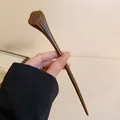 Handmade dark wood hair stick with a vintage lotus seed pod design for bun styling - Wooden Lotus (24#) / Dark Coffee