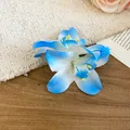 Sweet blue and white gradient cloth flower hair clip, perfect for seaside vacation style - Duckbill Clip (50#) / Blue