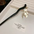 Elegant New Chinese style hair stick with a golden koi fish tassel on a black wavy base. - Koi Pendant (41#) / Black Gold