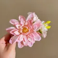 Sweet pink fabric flower duckbill hair clip for seaside vacation beach accessory. - Duckbill Clip (66#) / Pink