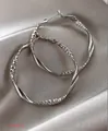 Elegant twisted silver needle hoop earrings featuring refined diamond-cut texture details - Diamond-Cut Twisted Style (26#) / Silver