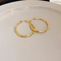 Elegant golden French-style twisted hoop earrings with a glossy finish for women - French Twisted Ear Buckle (88#) / Medium / Gold
