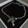 Gothic style silver cross link chain necklace presented in a black jewelry display box - Cross Link Style (10#)