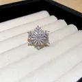 Elegant silver snowflake ring with sparkling cubic zirconia displayed in a jewelry box - Snowflake Style (HR1941)