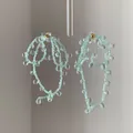 Detailed view of handmade light green beaded drop earrings with floral loop design - Silver Earring Post Blue Bowknot Style (32#) / Blue