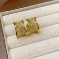Orecchini vintage in oro con motivi floreali traforati e accenti di cristallo - Fibbia per Orecchio Geometrica (HE30470) / Oro