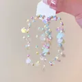 Colorful beaded hoop earrings with sequins, dopamine vacation style earrings for women - Silver Earring Post Multicolor Sequin Style (29#) / Colorful