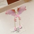 Elegant pink butterfly and flower dangle earrings for women with fairy wing style - Dreamy Butterfly Flower Pendant Style (34#) / Pink