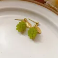Handmade fresh green grape cluster stud earrings with golden leaf detail for women and girls - Grape Beaded Shape (43#) / Green