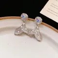 Elegant silver mermaid tail earrings featuring blue flower stones and delicate pearls - Fish Tail Flower Rhinestone Drop (61#) / Silver