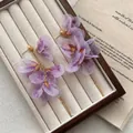 Handcrafted elegant purple floral petal drop earrings with stylish gold-tone accents - Gradient Petal Long Tassel (3#) / Purple