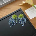 Handmade light blue and green beaded floral drop earrings in a stylish vacation style - Handmade Beaded Flower Tassel Style (5#) / Green-Blue (5#)