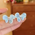 Fashionable light blue flower stud earrings with silver needles and gradient design - Gradient Blue Flower Stud Earrings (59#) / Blue-Flower (59#)