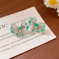 Handmade colorful beaded flower stud earrings with S925 silver needles for women - Flower Butterfly (60#) / Blue