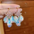 Exquisite dopamine flower earrings with iridescent holographic shell dangling sequins - Star Flower (28#) / Gold-Pink-Iridescent