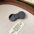 Minimalist black resin hair clip for side bangs with engraved square center detail - Geometric Style (14#)