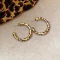 Retro Goldene Creolen mit Leopardenmuster und Silbernadeln für Damen, modischer Schmuck - Stil 65 Große C Plated / Goldbraun