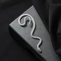 Elegant sparkling silver snake ear cuff earring with crystal pavé and black eyes - Black Eye Silver Snake Style / Silver