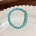 Handmade light blue cat's eye stone beaded elastic bracelet for women - Style 120 Blue Cat Eye (Elastic)