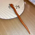 Elegant handcrafted s-shaped wooden hairpin with natural smooth wood grain finish - Dark Coffee (44# Hairpin)
