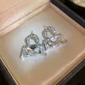 Sparkling silver handbag-shaped stud earrings with crystal diamonds in a premium gift box - Handbag Pendant Style / Silver