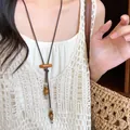 Collier pendentif en perles de bois ethnique rétro de style zen pour femmes chic - 33# Collier (HN6659-1)