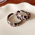 Stylish leopard print leather wrap hoop earrings with silver pins for women in sku variant - Hoop (18)