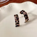 Stylish leopard print leather wrapped hoop earrings with wave geometric design for women - Wave (20)