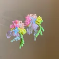 Handmade colorful dopamine style beaded flower tassel earrings with vibrant floral design - 41# Dopamine Tone Beaded Earrings (HE25000)