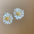 French style elegant white flower stud earrings with gold center and 925 silver needle. - Silver Earring Post Stud Earrings (94#)