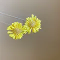 Vibrant yellow flower stud earrings featuring layered petals in a dopamine style - Silver Earring Post Stud Earrings (97#)