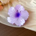 Exquisite large purple pleated flower hair claw clip with gradient petals for thick hair - Purple