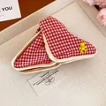 Red and white checkered fabric triangle hair claw clip with cute yellow bear charm decoration - 29# Claw Clip - Plaid Bear Style