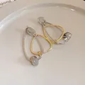Eleganti orecchini minimalisti bicolore oro e argento a forma di goccia intrecciata - Stile Perno in Argento Bicolore Goccia Geometrica (24#) / Bicolore Oro e Argento