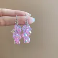 Orecchini a grappolo pendenti rosa viola cangiante in stile fiabesco dolce gioielli - Stile Gancio per Orecchio con Nappe Iridescenti (38#) / Rosa
