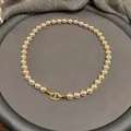 Collana di perle retrò francese con elegante chiusura dorata decorata con cristalli - Perla 6mm / Oro