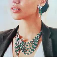 Elegant luxury emerald green gemstone necklace with bow detail and matching earrings - Bowknot Emerald Set (35#)