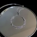 Elegant silver zircon and pearl adjustable bolo bracelet with refined sparkling details - Zirconia Pearl Bolo Style (HB356) / Silver