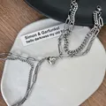 High quality double layer silver chain bracelet with magnetic heart pendant design - Gold-Plated Magnetic Bracelet