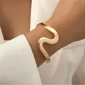 Minimalist gold irregular wave cuff bracelet for women in a highly polished finish - 35# Irregular Wave Style / Gold