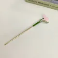 Elegant handmade tulip hair pin with pink acrylic petals and golden metal rod for women - Pink Flower Hair Stick / Pink
