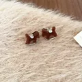 Elegantes pendientes de caballo balancín marrones flocados con circonitas brillantes y plata - Caballo Mecedora Flocado Circonia (53#)