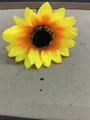 Vibrant yellow fabric sunflower head for handmade hair accessories and forest style DIY - Sunflower Hair Stick / Yellow