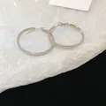 Minimalist silver-plated oval hoop earrings with S925 silver needle for elegant women - Glossy Oval Hoop (57#) / Large / Silver