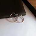 Chic silver needle minimalist oval hoop earrings featuring a textured frosted metallic finish - Frosted Glitter Oval Hoop (119#) / Diameter 30MM / Silver