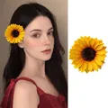 Charming yellow sunflower hair clip accessory for sweet side bangs and elegant hairstyles - Sunflower Duckbill Clip / Small / Bright Yellow