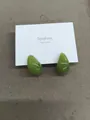 Minimalist green resin waterdrop stud earrings featuring a smooth and polished finish - Water Drop Stud Earrings (HE30676---1) / Green