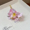 Elegant sweet pink fabric flower hair pin with golden fork for stylish women's hair styling - Pink Floral Hairpin / Pink