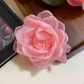 Süße rosa Stoff Organza Rose Blume Haarklammer für Frauen Wald Stil Haarschmuck - Rosa Gazeblume (1#)