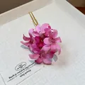 Macro view of an elegant pink fabric flower hair fork with detailed gradient petals. - Hair Stick (7#)